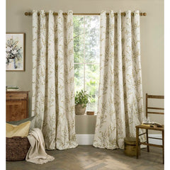 Laura Ashley Pussy Willow Ochre  Ready Made Curtains Eyelet