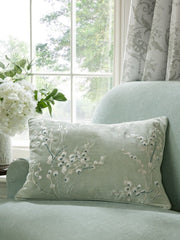 Laura Ashley Pussy Willow Embroidered Sage Cushion