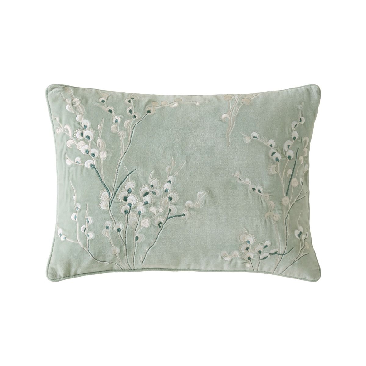 Laura Ashley Pussy Willow Embroidered Sage Cushion