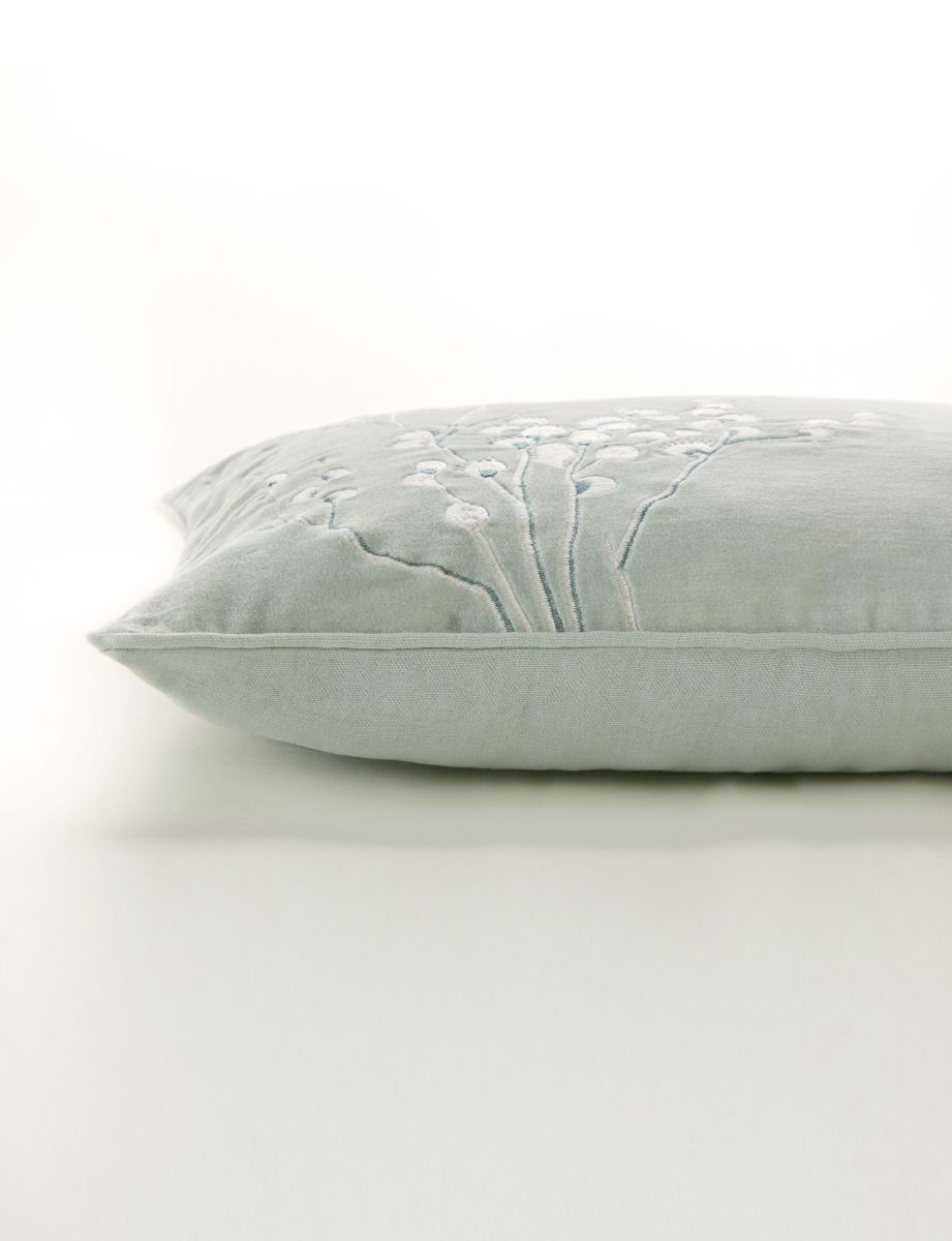 Laura Ashley Pussy Willow Embroidered Sage Cushion