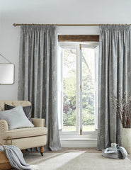 Laura Ashley Pussy Willow Steel Ready Made Curtains Pencil Pleat