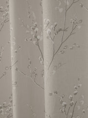 Laura Ashley Pussy Willow Truffle Natural Ready Made Eyelet Curtains