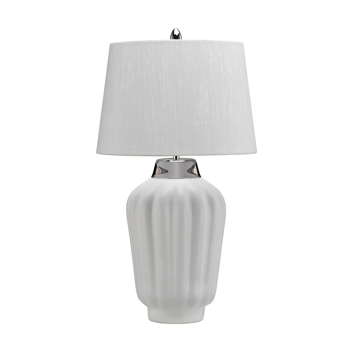 Bexley 1 Light Table Lamp - White & Polished Nickel - Quintiesse Lighting