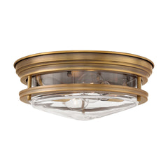 Hadrian 2 Light Flush Mount - Clear Glass - Brushed Bronze - Quintiesse Lighting