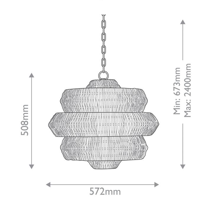 Antibes 3 lt Small Chandelier - Natural / Khaki Beige