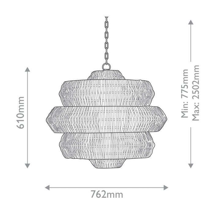 Antibes 9 lt Medium Chandelier - Natural / Khaki Beige