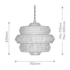 Antibes 9 lt Medium Chandelier - Natural / Khaki Beige