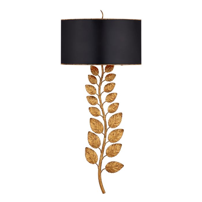 Birdwood 2 lt Wall Light - Textured Gold Leaf / Satin Black