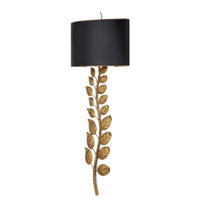Birdwood 2 lt Wall Light - Textured Gold Leaf / Satin Black