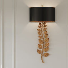 Birdwood 2 lt Wall Light - Textured Gold Leaf / Satin Black
