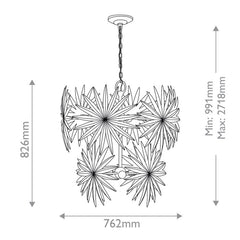Bismarkia 10 lt Medium Chandelier - Gesso White