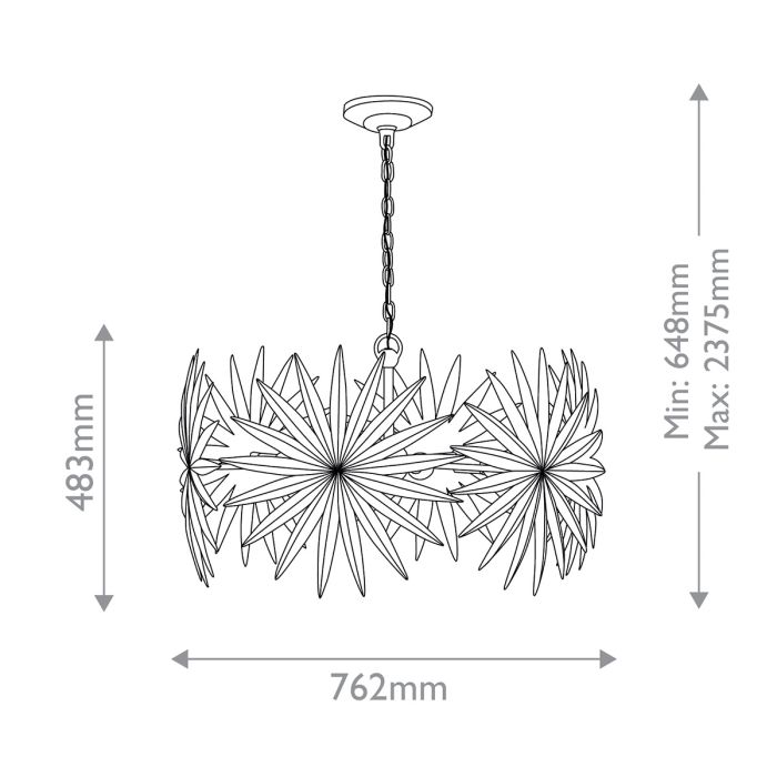Bismarkia 6 lt Small Chandelier - Gesso White