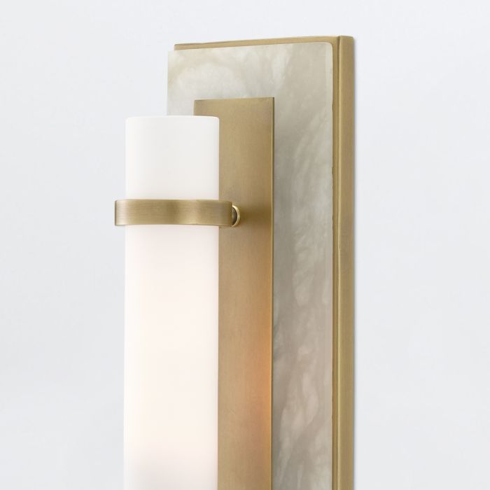 Bruneau 1 lt Wall Light - Natural / White / Antique Brass