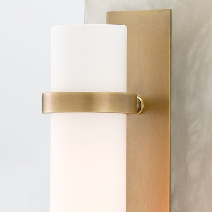 Bruneau 1 lt Wall Light - Natural / White / Antique Brass