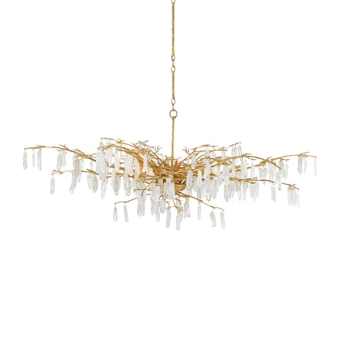 Forest Dawn 8 lt Chandelier - Washed Lucerne Gold / Natural