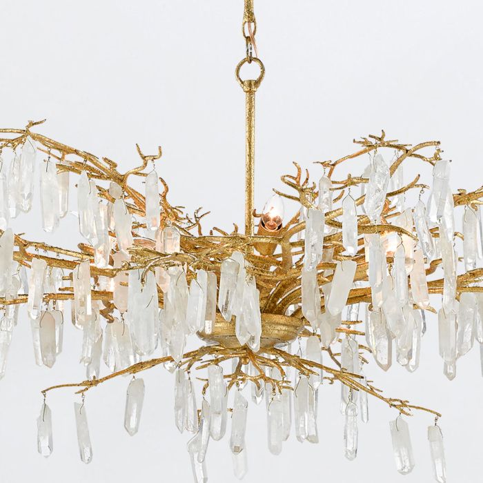 Forest Dawn 8 lt Chandelier - Washed Lucerne Gold / Natural