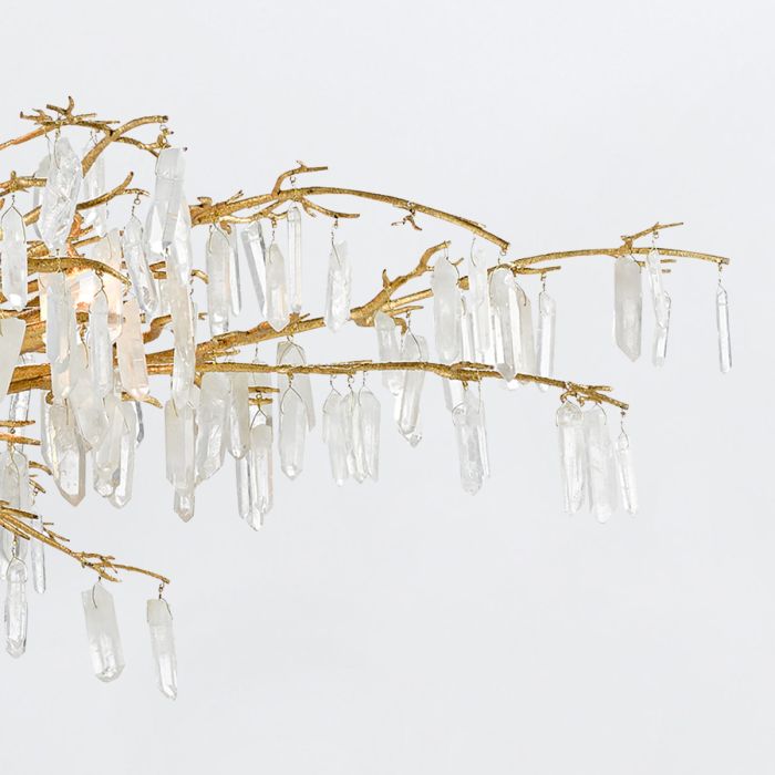 Forest Dawn 8 lt Chandelier - Washed Lucerne Gold / Natural