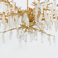 Forest Dawn 8 lt Chandelier - Washed Lucerne Gold / Natural