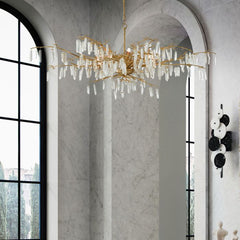 Forest Dawn 8 lt Chandelier - Washed Lucerne Gold / Natural