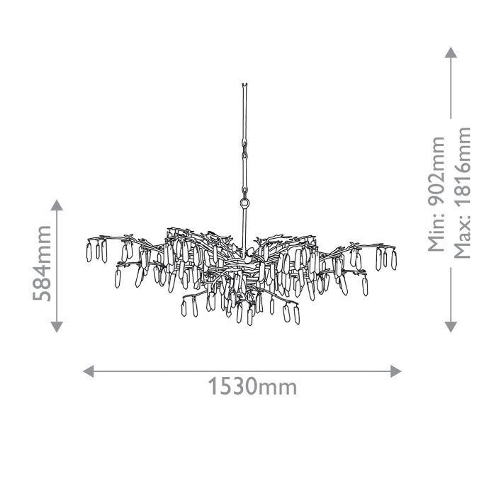 Forest Dawn 8 lt Chandelier - Washed Lucerne Gold / Natural