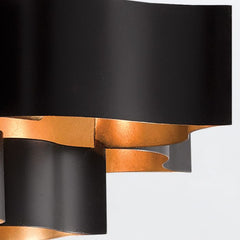 Grand Lotus 6 lt Chandelier - Matte Black / Contemporary Gold Leaf