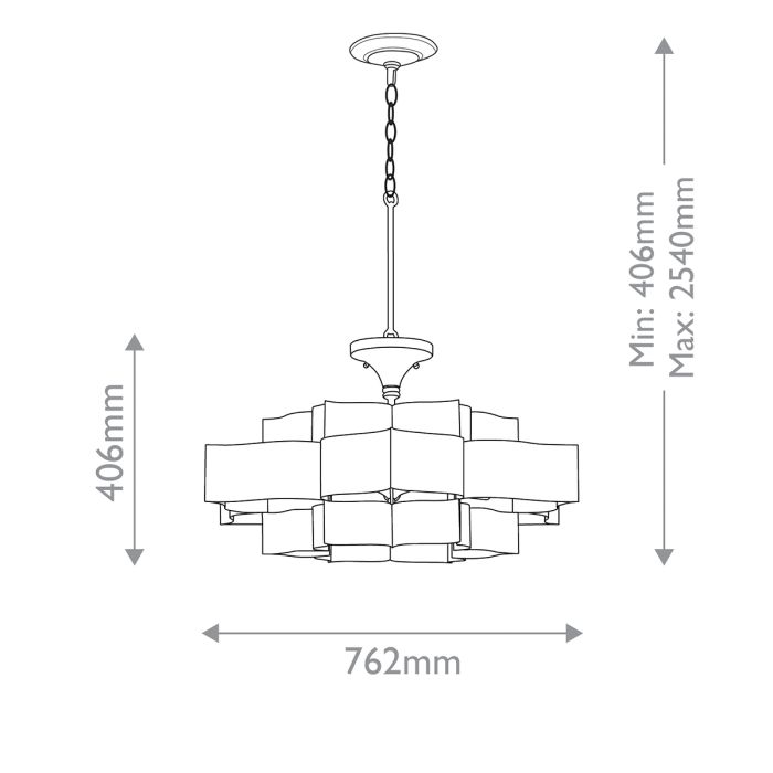 Grand Lotus 6 lt Chandelier - Matte Black / Contemporary Gold Leaf