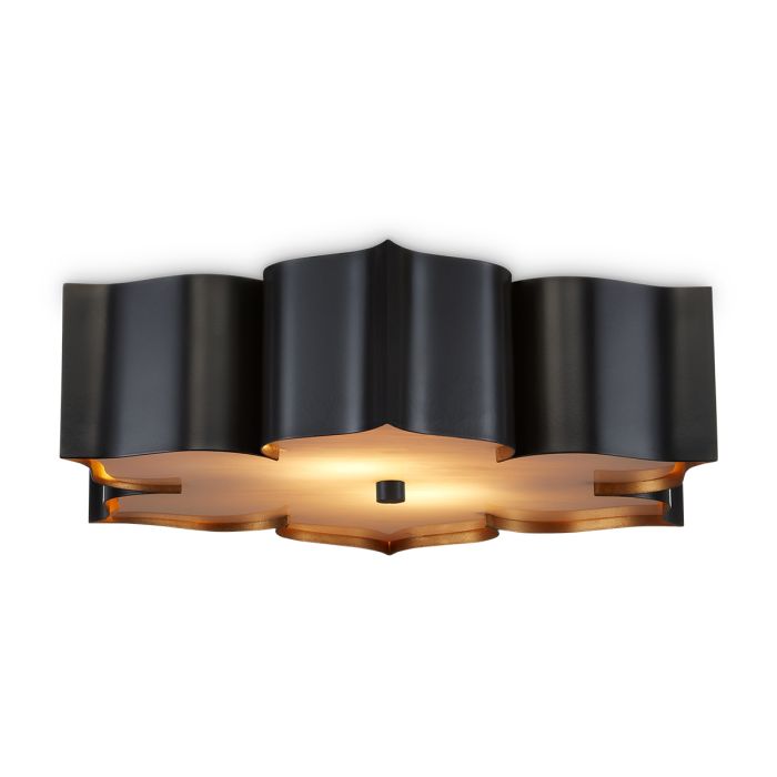 Grand Lotus 3 lt Flush - Matte Black / Contemporary Gold / Faux Alabaster