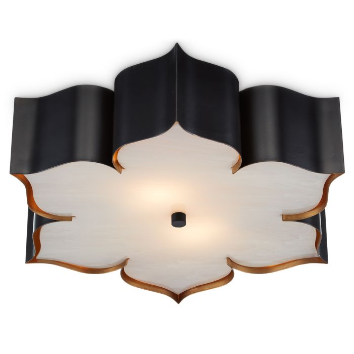 Grand Lotus 3 lt Flush - Matte Black / Contemporary Gold / Faux Alabaster