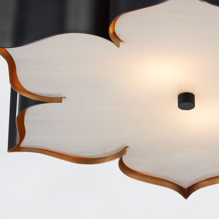 Grand Lotus 3 lt Flush - Matte Black / Contemporary Gold / Faux Alabaster