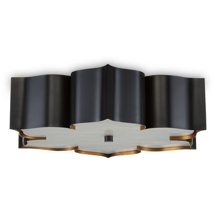Grand Lotus 3 lt Flush - Matte Black / Contemporary Gold / Faux Alabaster