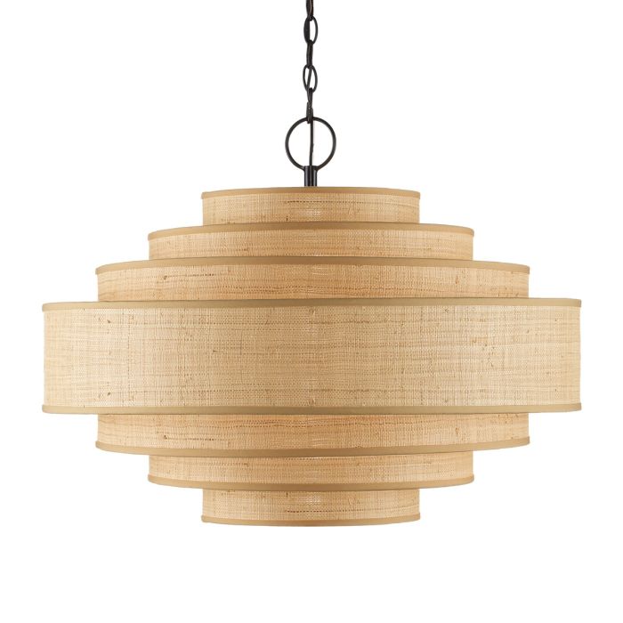 Maura 6 lt Chandelier - Natural / Satin Black