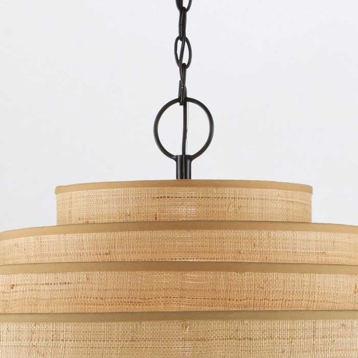 Maura 6 lt Chandelier - Natural / Satin Black
