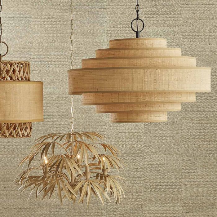 Maura 6 lt Chandelier - Natural / Satin Black