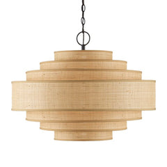 Maura 6 lt Chandelier - Natural / Satin Black