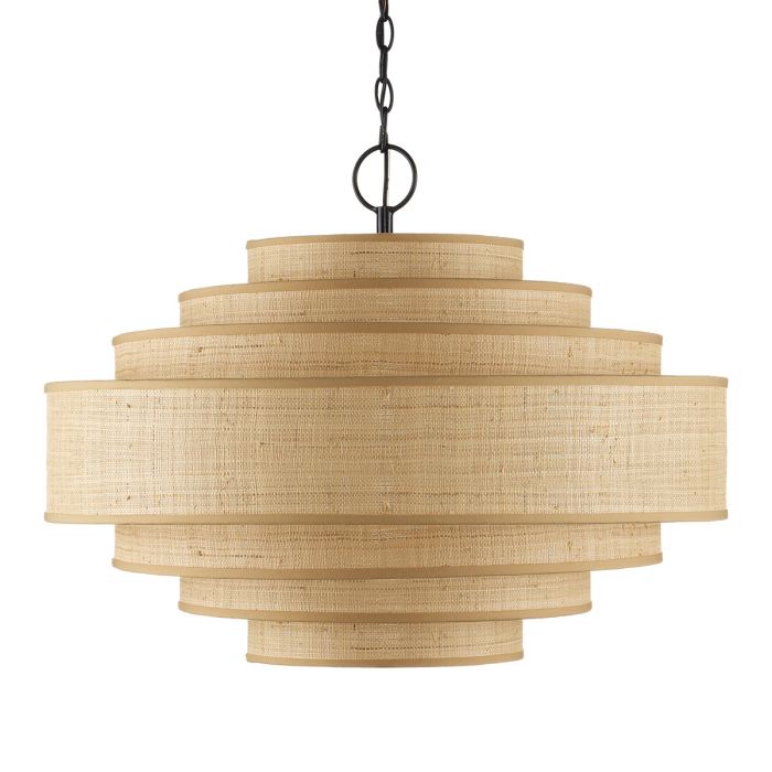 Maura 6 lt Chandelier - Natural / Satin Black