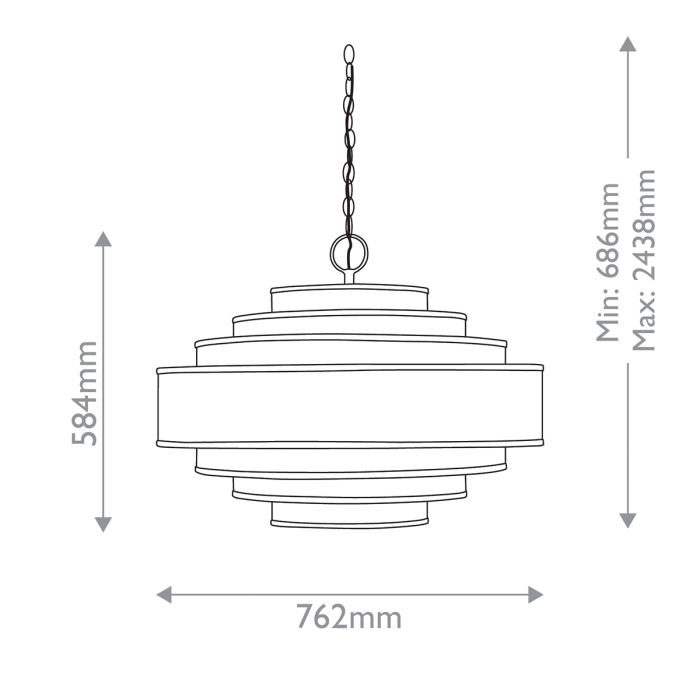 Maura 6 lt Chandelier - Natural / Satin Black