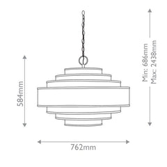 Maura 6 lt Chandelier - Natural / Satin Black