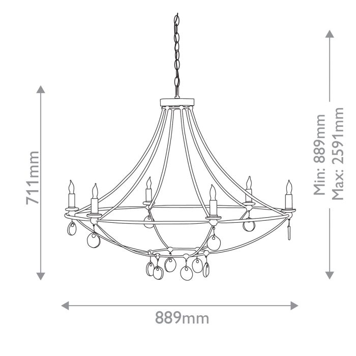 Novella 6 lt Large Chandelier - Mayfair / Clear