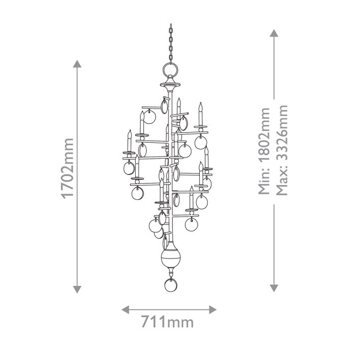 Sethos 12 lt Long Chandelier - Old Iron