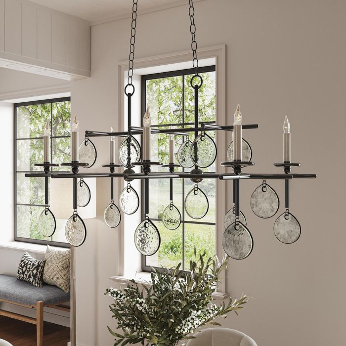 Sethos 8 lt Rectangular Chandelier - Old Iron