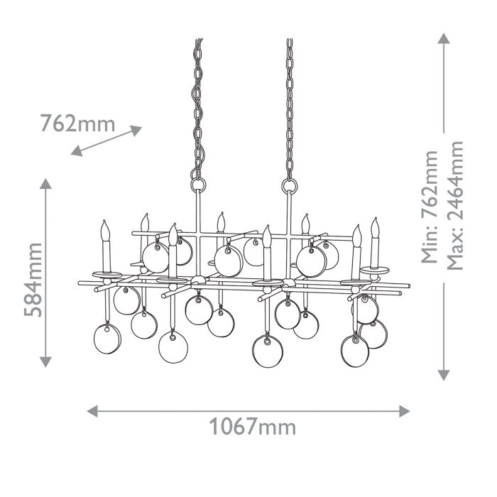 Sethos 8 lt Rectangular Chandelier - Old Iron