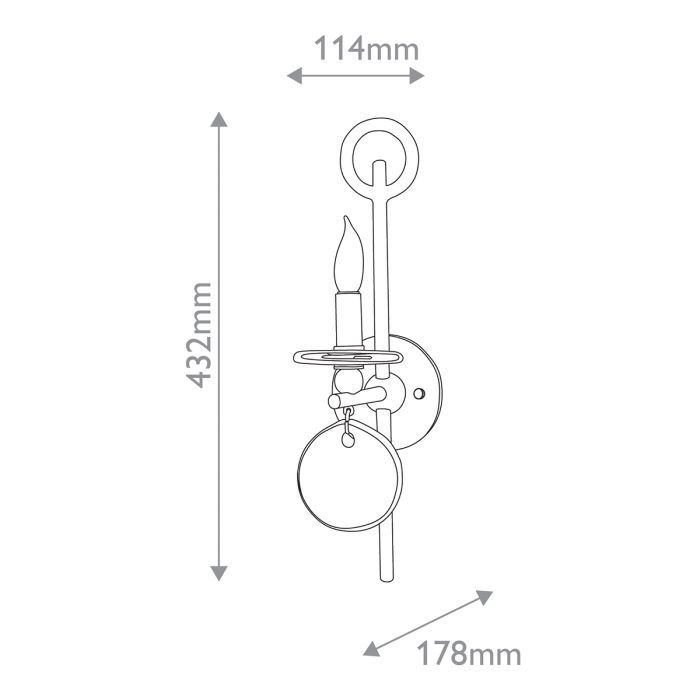 Sethos 1 lt Wall Light - Old Iron