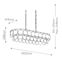 Settat 5 lt Chandelier - Silver Leaf