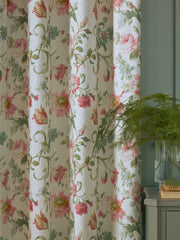 Laura Ashley Rosalind Pale Cranberry Ready Made Curtains Pencil Pleat