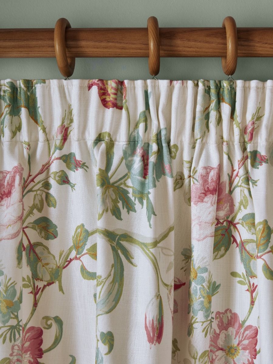 Laura Ashley Rosalind Pale Cranberry Ready Made Curtains Pencil Pleat