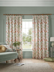 Laura Ashley Rosalind Pale Cranberry Ready Made Curtains Pencil Pleat