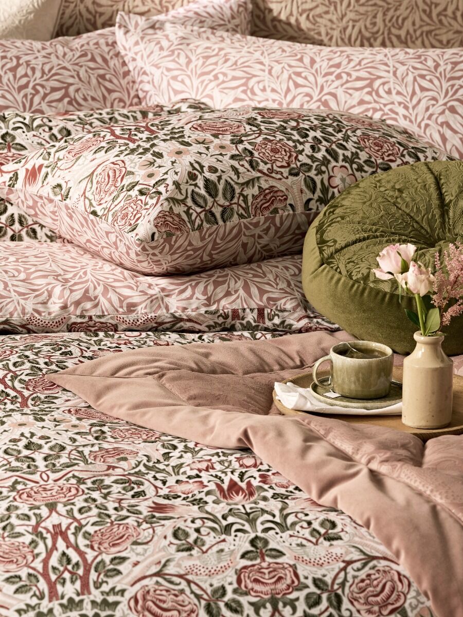 William Morris At Home Rose Brick Pink/sage Bedding