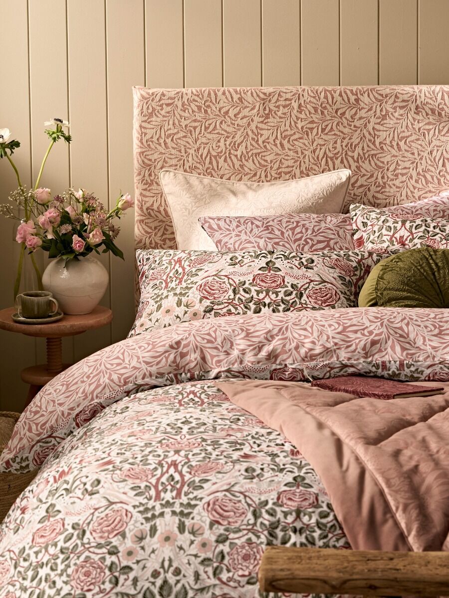 William Morris At Home Rose Brick Pink/sage Bedding