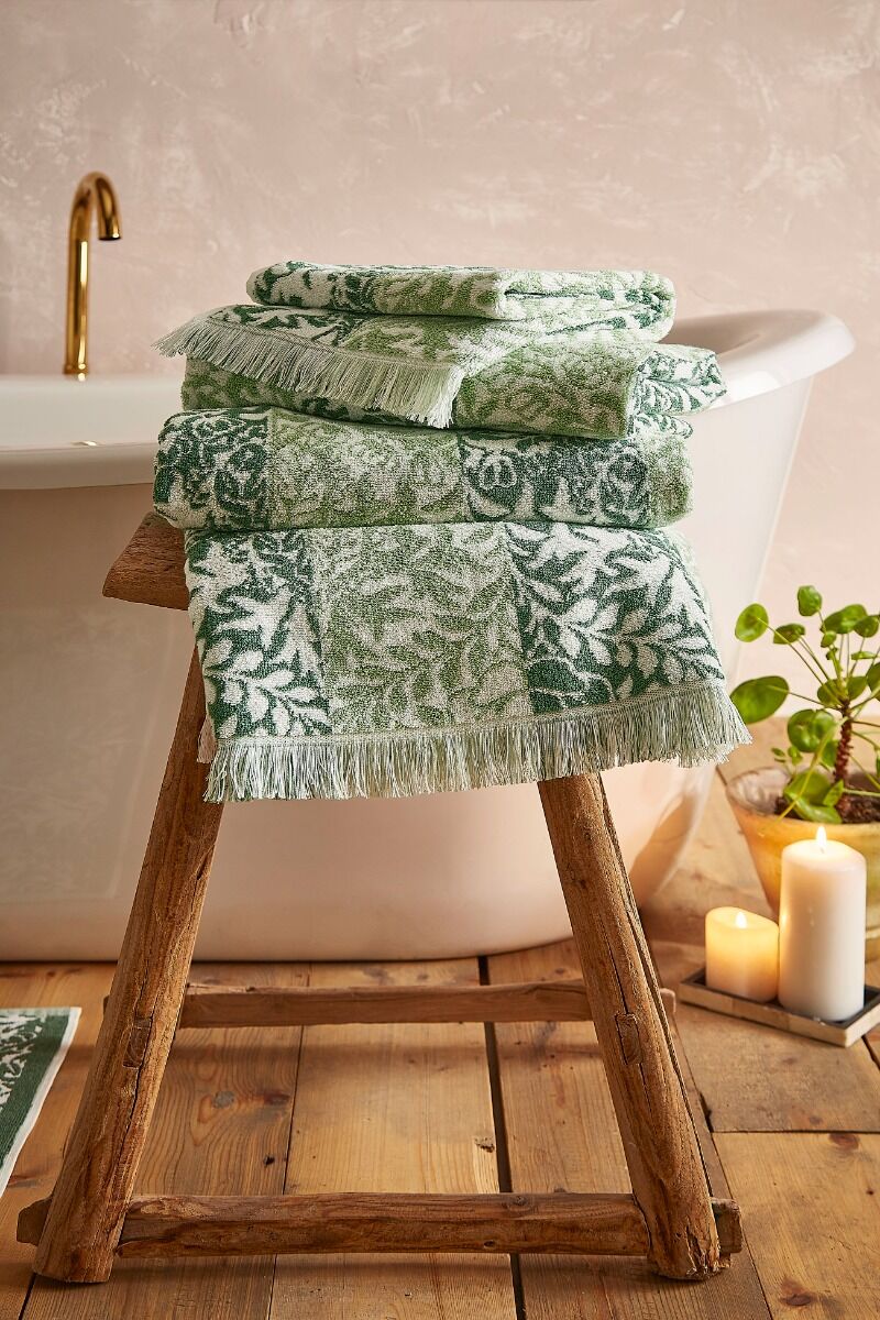William Morris At Home Rose Stripe Sage Towels