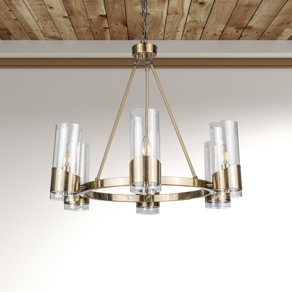 Magnalux Rossa 6 Light Pendant Antique Brass